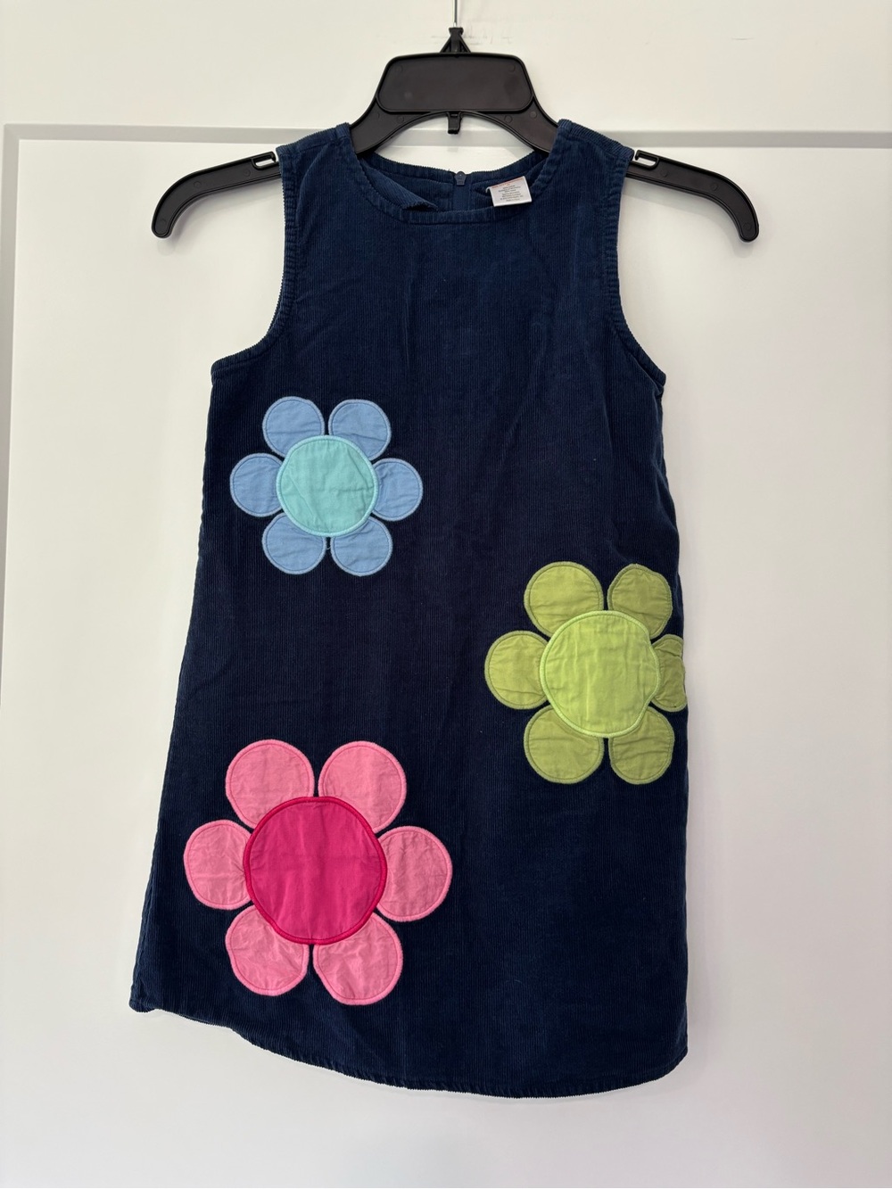 Gymboree 2013 Navy Blue Corduroy Floral Applicae Tank Dress Girls 8
